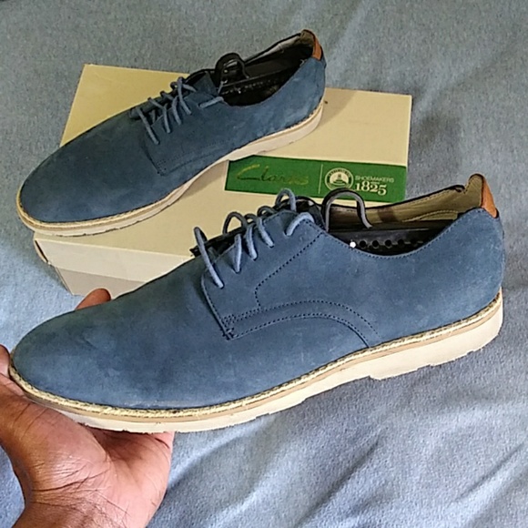 Clark's navy suede oxford shoes - Picture 3 of 4